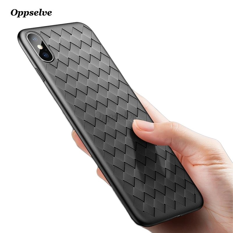 

Oppselve Creative Grid Silicone Case For iPhone 8 7 Plus X 10 Case Luxury Ultra Thin Soft TPU Case For iPhone8 Phone Bumper Capa