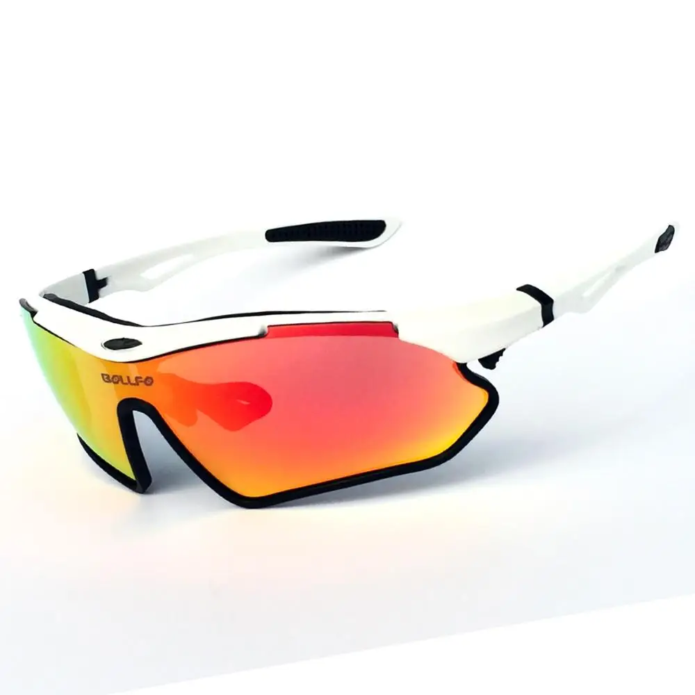 Bollfo поляризованные велосипедные очки мужские UV400 MTB спортивные очки велосипедные солнцезащитные очки для рыбалки - Цвет: whiteblackred
