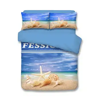 

Fashionable Starfish Beach bedding set comforter Bedspreads Twin full queen king 3/4pc Children's Adults Bedroom Decoration Blue