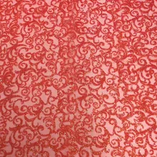 Блестящая блестящая ткань красного цвета с клееными блестящими блестками африканская кружевная ткань блестящая для вечерние или свадебные