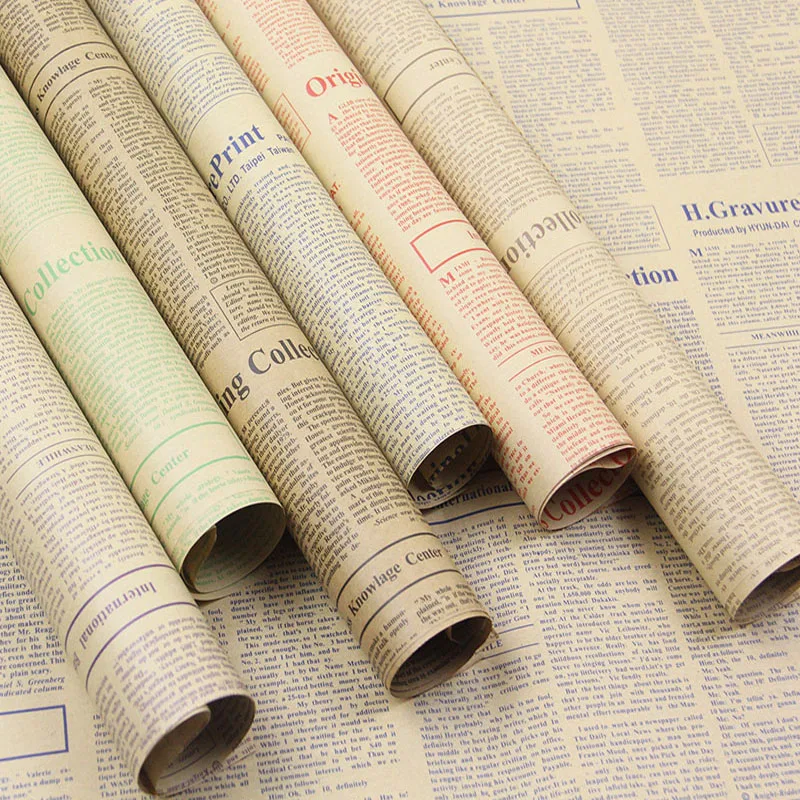 20sheets/lot Gift Wrapping Paper Roll Vintage Newspaper Double Sided