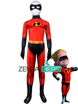 

Free Shipping 3D Printed The Incredibles 2 Dashiell Parr Cosplay Costumes Kids Tight Halloween Superhero Bodysuit With Mask