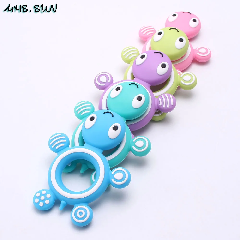 

MHS.SUN 1PC Turtle Silicone Teether Necklace Pandent Food Grade Baby Nursing Toy Teething Teether For Handheld Pacifier Chain