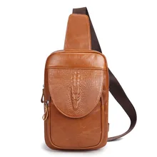 Из натуральной кожи с узором «крокодиловая кожа» Мужчины Грудь сумка мужская повседневная сумка натуральной кожи человека талии мешок карман