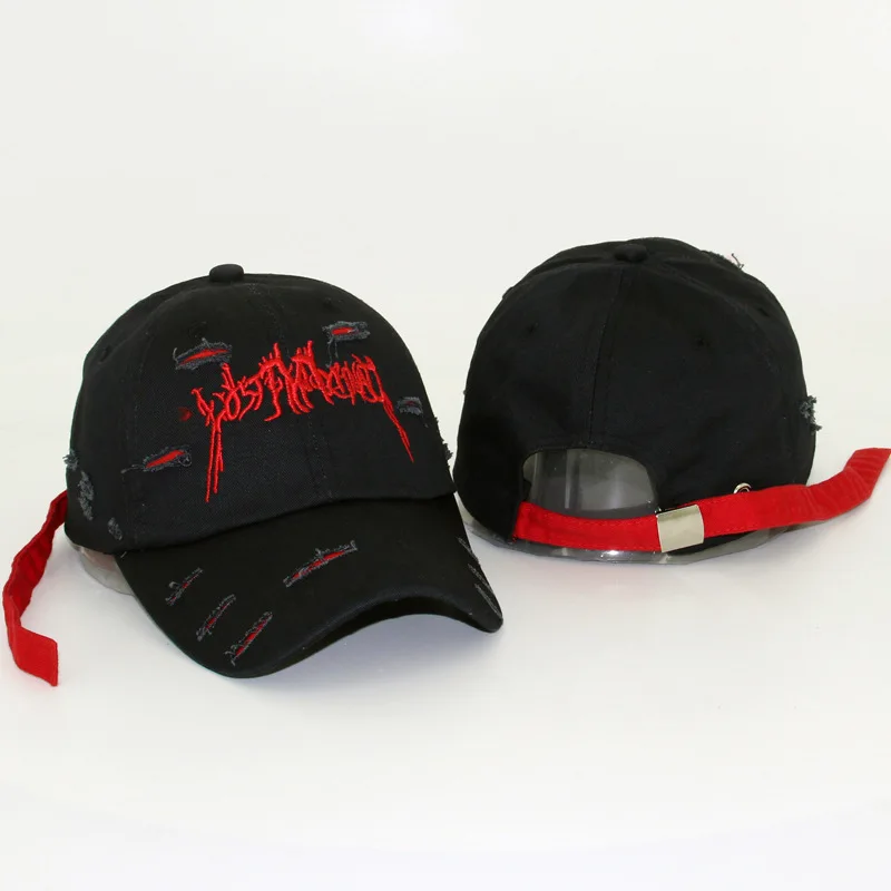 Корейская Новая бейсбольная Кепка с вышивкой и дырками для папы, Мужская кепка с изогнутыми карнизами для влюбленных - Цвет: black hat JX491
