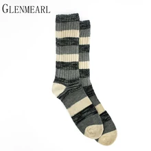 Cotton Crew Men Socks Brand Striped Thick Warm Plus Size Fall Winter Coolmax X65 Casual Business Male Ankle Men Boot Socks 3PK