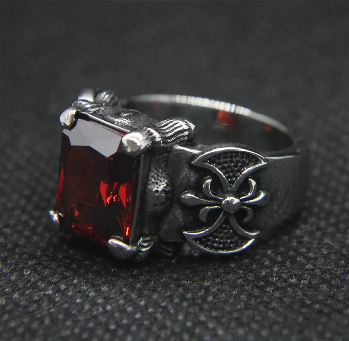 Drop Ship 7-13 Cool Fashion Red Zircon Anchor Ring 316L Stainless Steel Small Ladies Biker Stone | Украшения и аксессуары