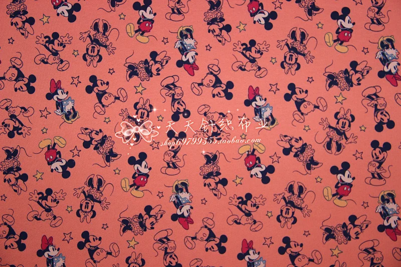 

Vintage Minnie Mouse Mickey Mouse Knitted Cotton Terry Fabric Sewing Quilting Patchwork Baby Child Cloth Kid Hoodie Textile