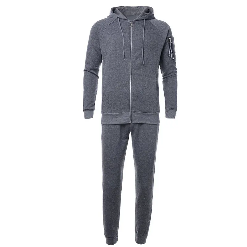 Dark Gray SHUJIN осенние камуфляжные мужские костюмы Лоскутная Мужская спортивная одежда с капюшоном спортивный костюм комплект из двух предметов Drawstring tenue de sport homme - Цвет: Dark Gray