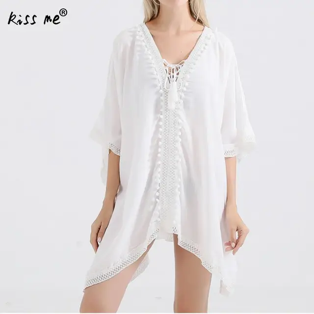 Best Price Irregular Drawstring Beach Dress Deep V Beach Cover Up Rayon Women's Tunic White Beachwear Cover-Ups Summer Tops for Women Best Price Irregular Drawstring Beach Dress Deep V Beach Cover Up Rayon Women's Tunic White Beachwear Cover-Ups Summer Tops for Women