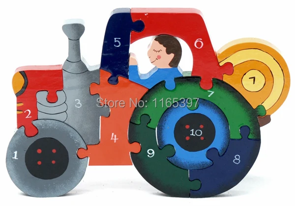 tractor number 1-10 wooden jigsaw puzzle-1