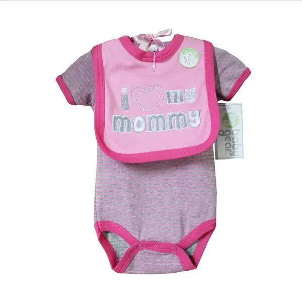 

2Pcs/lot Baby Clothes Short Sleeve Bodysuits + bibs Clothing Set For Newborn Infantil Roupas de bebe Baby Girls Boys Clothes