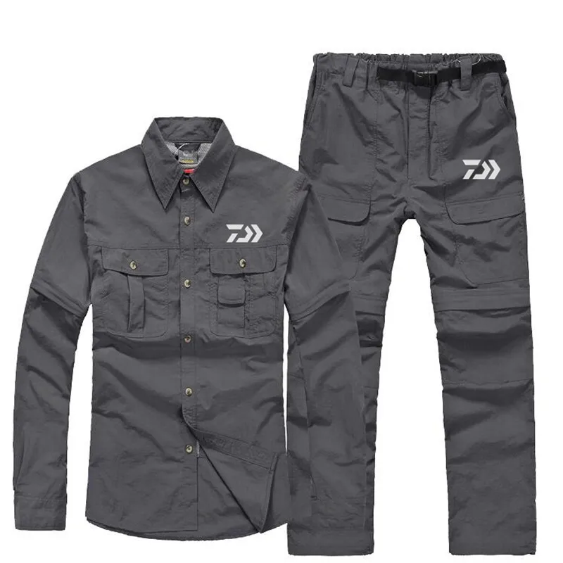 Roupas de Pesca de Secagem Esportes ao ar Roupas de Pesca Calças de Secagem Rápida Terno Livre Destacável Protetor Solar Respirável Masculino 2020 5 Esporte e Lazer