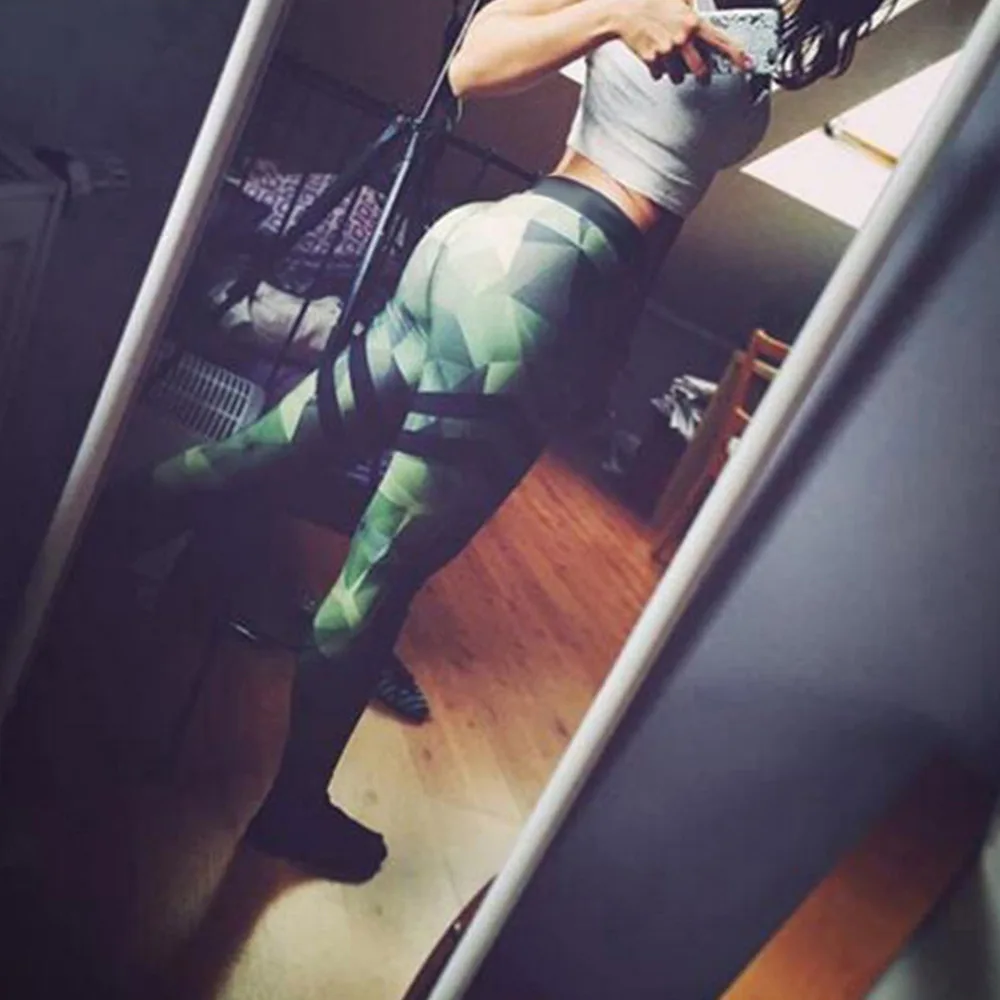 Камуфляжные зеленые спортивные Леггинсы для женщин, европейский стиль, высокое качество, брюки для йоги, сексуальные женские Леггинсы пуш-ап