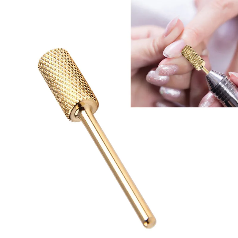 1PC Gold Plated 0.55cm Diameter Tungsten Steel Nail Drill Bit Nail