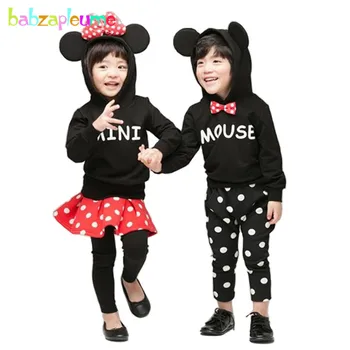 

Autumn Winter Thicken Kidswear Cartoon Mouse Hooded Baby Boys Clothes Child Tracksuit Toddler Girls Costume Kids Outfit BC1364