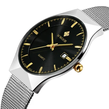 

Top Brand Casual Men's Watches Stainless Steel Band Net Belt Analog Sports Quartz Wristwatch Ultra Thin Dial Luxury Watches Men