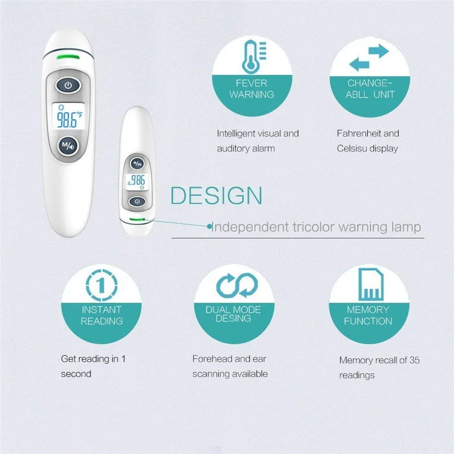 New Baby Thermometer Digital Infrared IR LCD Baby Forehead and Ear Non-Contact Adult Body Fever Measurement 4