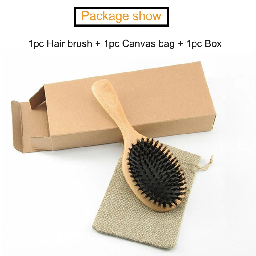 Щетка для волос из шерсти кабана для мужчин и женщин-Бук Профессиональный расческа для волос с деревянной лопаткой для длинных, густых, вьющихся, сухих D40