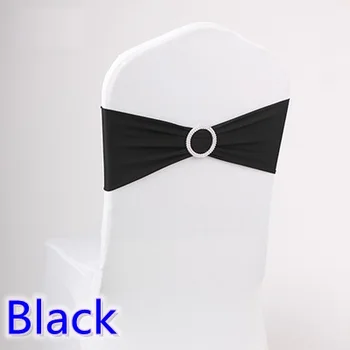 

Black Colour Spandex Chair Sashes Wedding Chair Sash With Diamond Rhinestone Buckle Lycra Stretch Wedding Chair Sashes