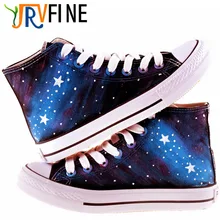 YJRVFINE Fashion Lace Up Breathable Blue Purple Star Unisex Canvas Casual Shoes Men Outdoor Walking Graffiti Shoes R1028M