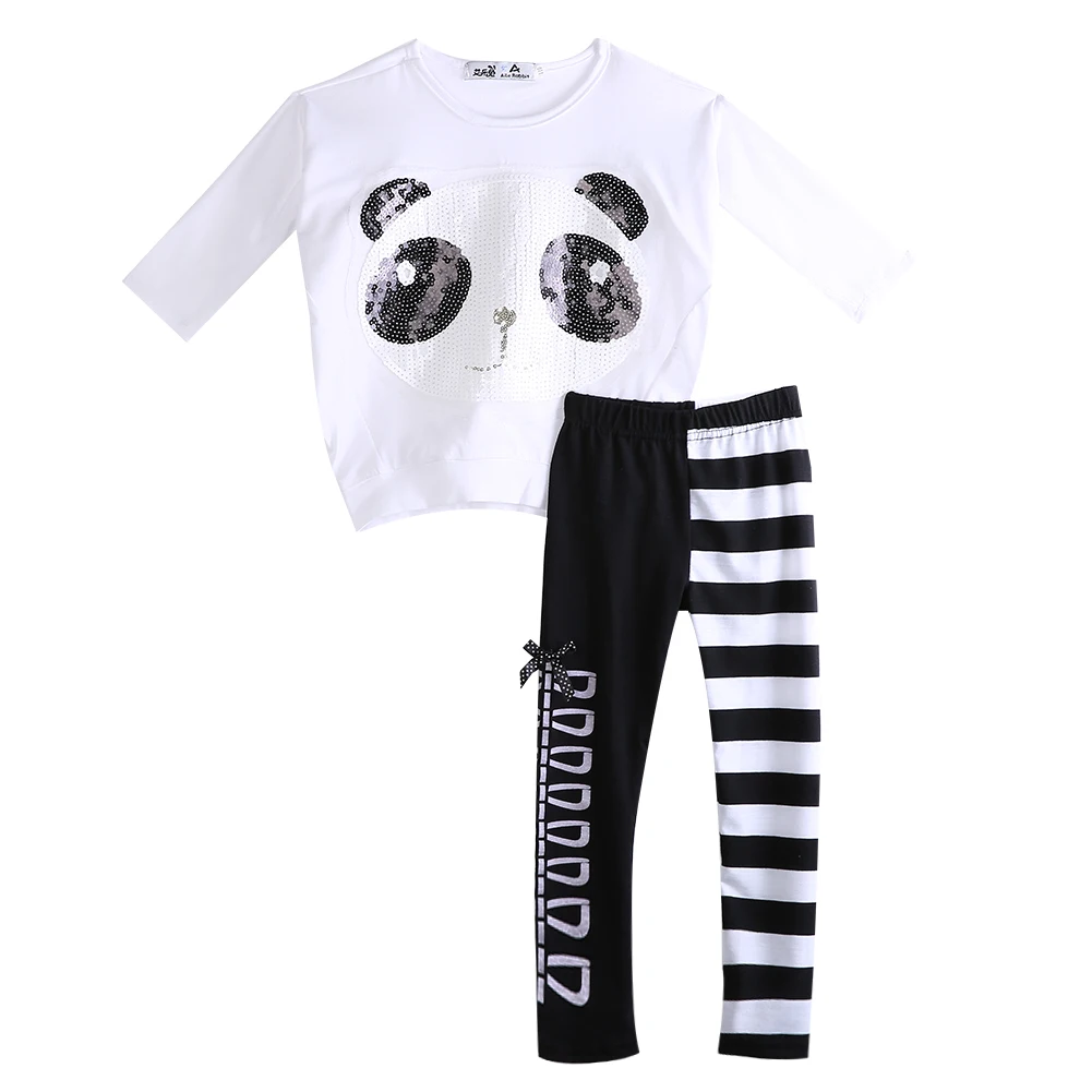 Mode Kleinkind 2 Stucke Pailletten Panda Pullover Halb Armeln Tops Streifen Leggings Kinder Madchen Outfits Kids Girls Outfits Girls Fashion Outfitsgirls Outfits Aliexpress