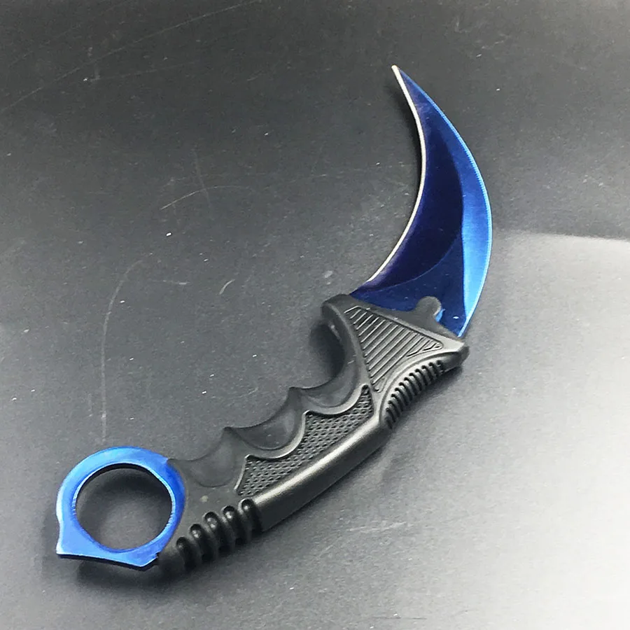 CS GO нож Karambit, тактический нож для выживания, нож из нержавеющей стали для кемпинга, охоты, игры Counter Strike, нож в подарок - Цвет: A Blue