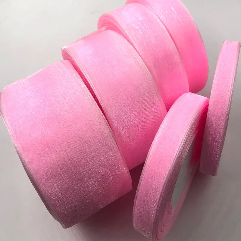 

Pink organza Ribbon with gold Wedding Party Decoration Gift Wrapping Christmas Apparel Sewing & Fabric gift Ribbon 43