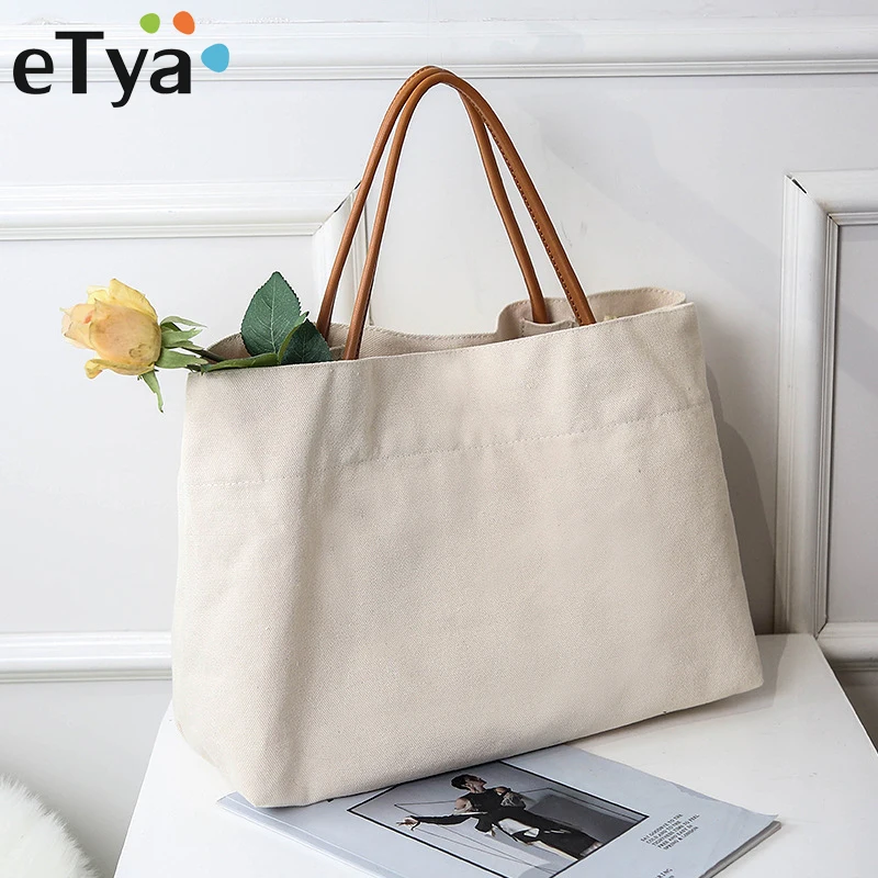 

eTya Canvas Women's Tote Fashion Handbags Female Purses Shopping Bag Ladies' Shoulder Bag School Books Bag Large Travel Handbag