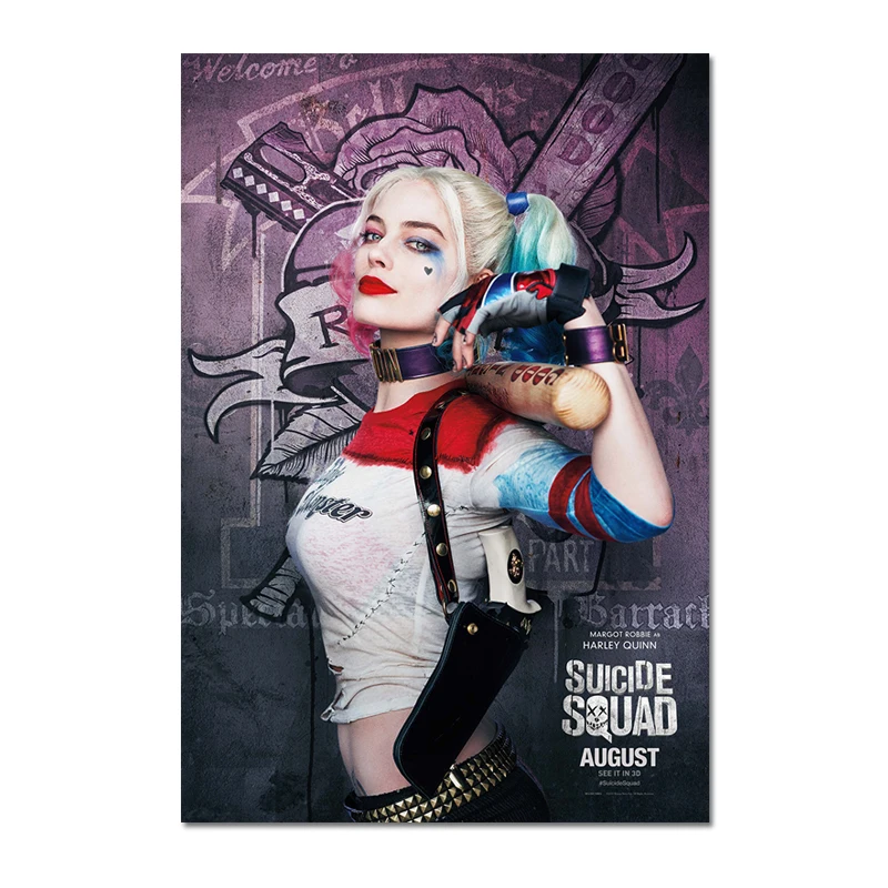 Шелковый постер к фильму ткань принты Harley Quinn Joker шелковое искусство Бар Кафе