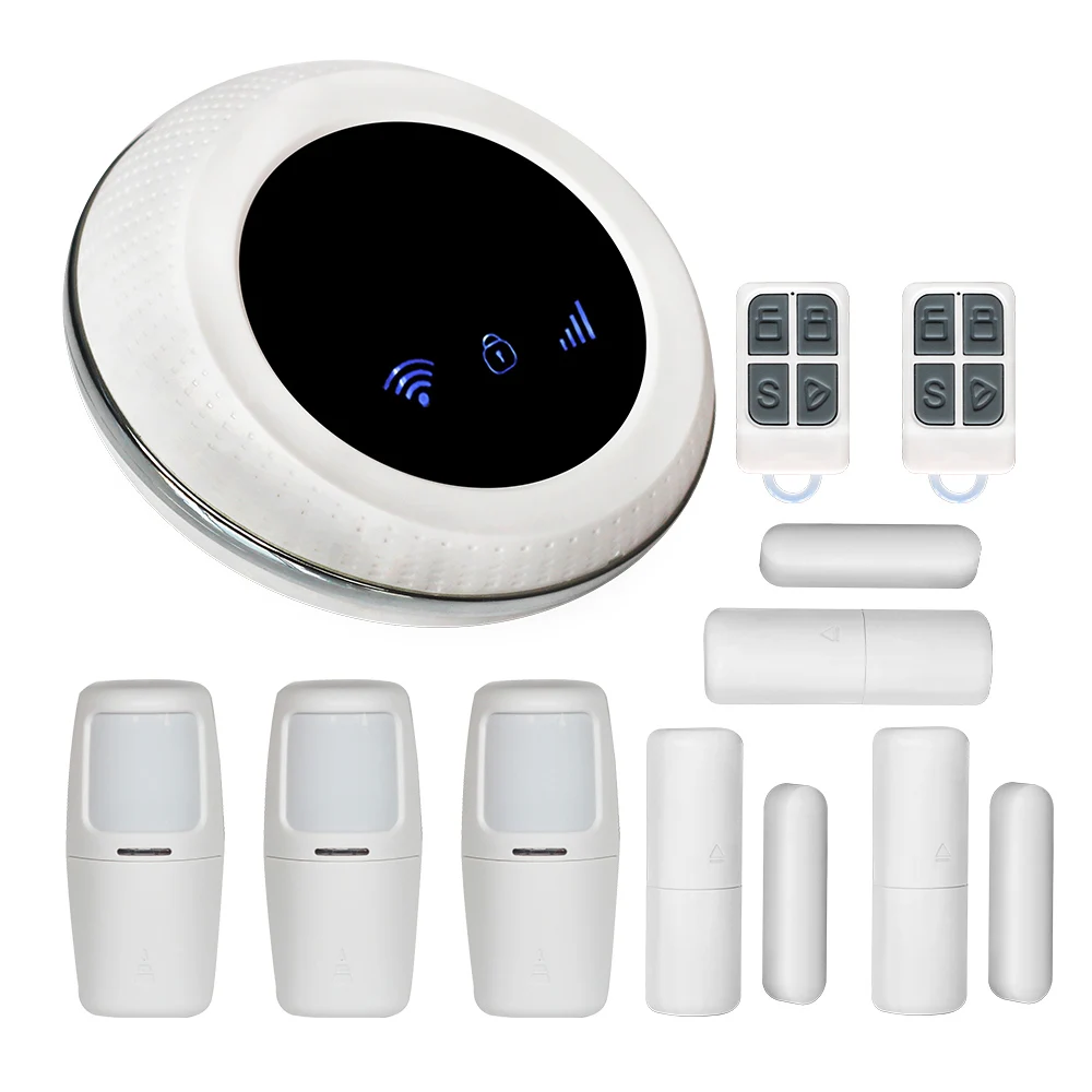 Tuya умный Wifi+ GSM беспроводной умный дом Охранная сигнализация совместима с Alexa - Цвет: Слоновая кость