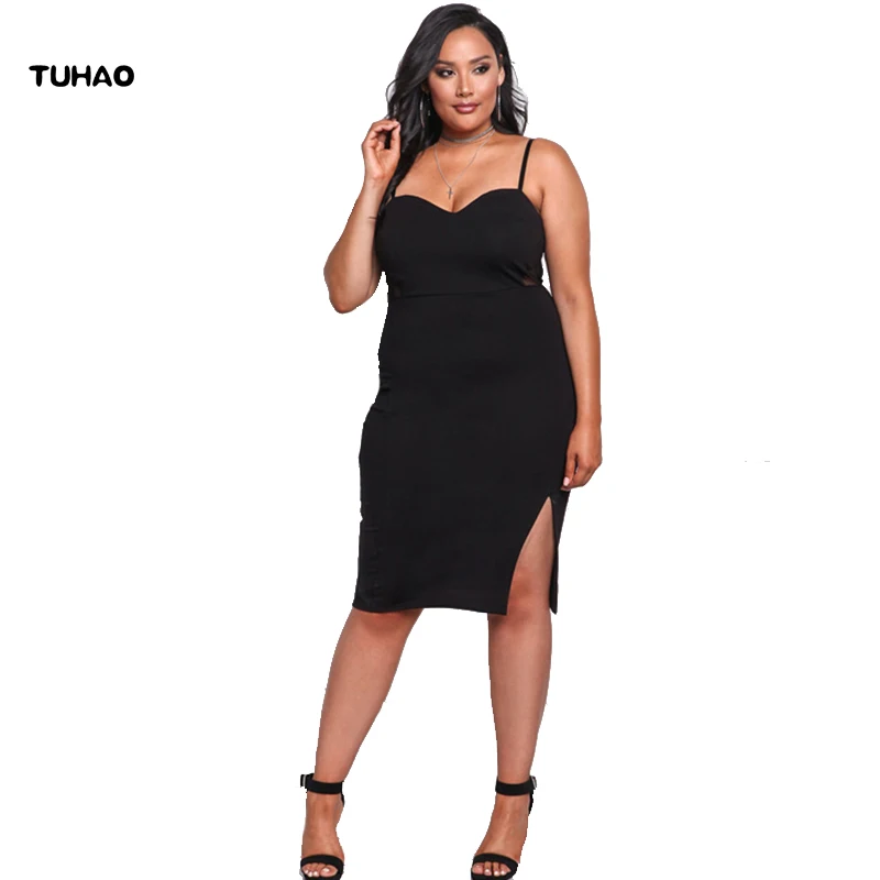 

TUHAO Sexy Sleeveless spaghetti strap Women Dress 2019 sexy club women's dresses Split the fork Female party Dress Vestidos BC30