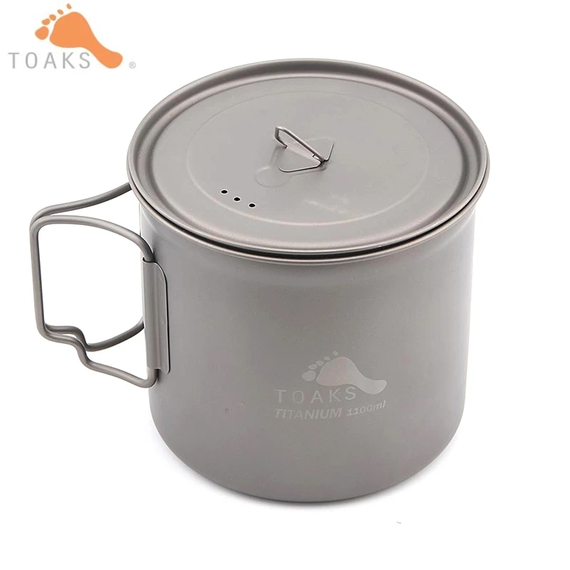 

TOAKS Titanium Cup Cooking Pot Picnic Pot Outdoor Camping Hiking Portable Ultralight Titanium Pot 1100ml POT-1100 Dropshipping