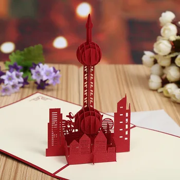 

Manufacturers selling the Oriental Pearl 3D creative city attractions selling greeting cards hollow stereo souvenir card