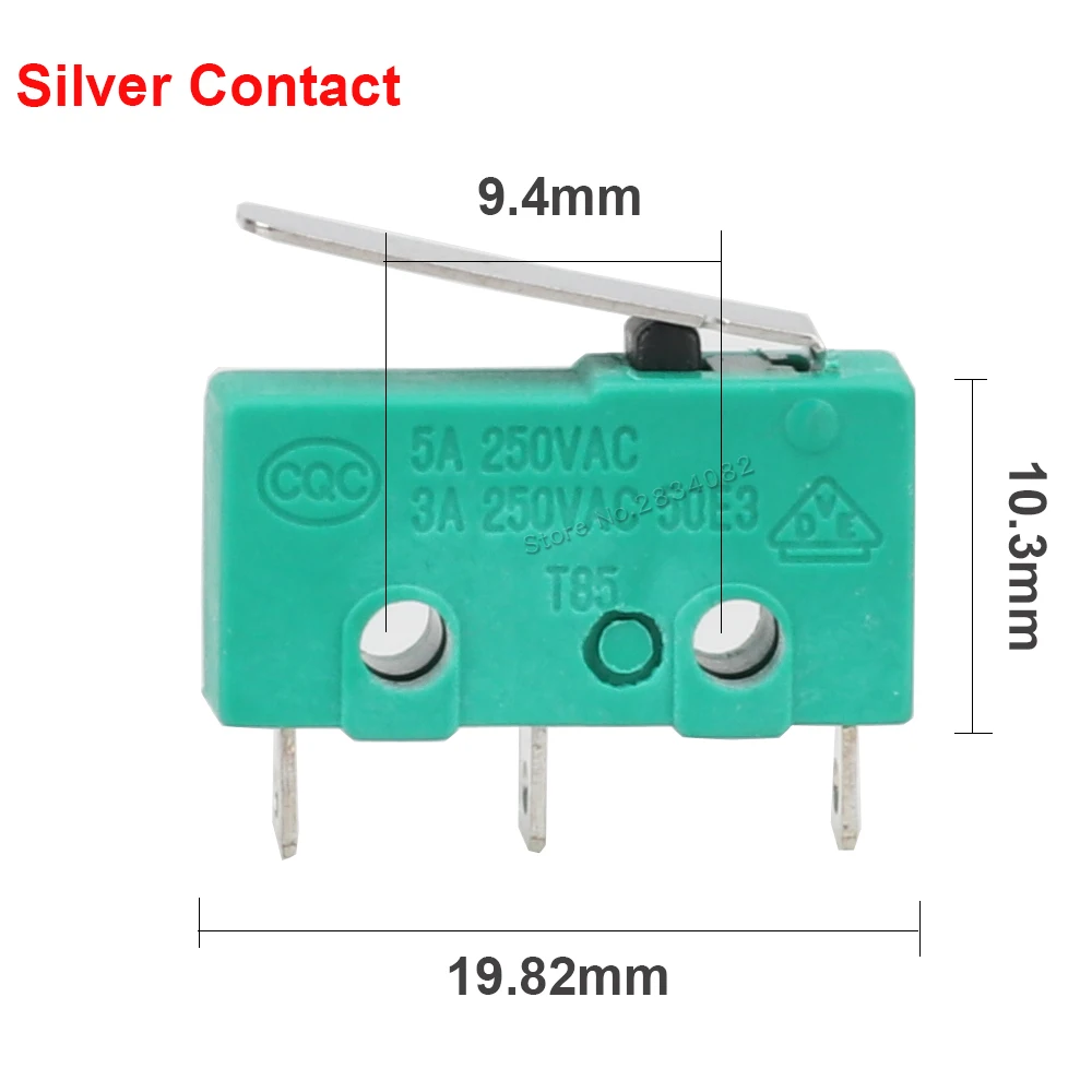

5A 125/250VAC micro switch 1NO 1NC 3 pin level arm limit switch tact switch push button travel switch KW4-3Z-3 Sliver Contact