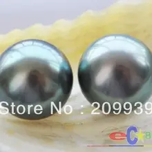 Hj 00131 естественно реального 11 мм круглый таити павлин черный жемчуг россыпью 2 шт