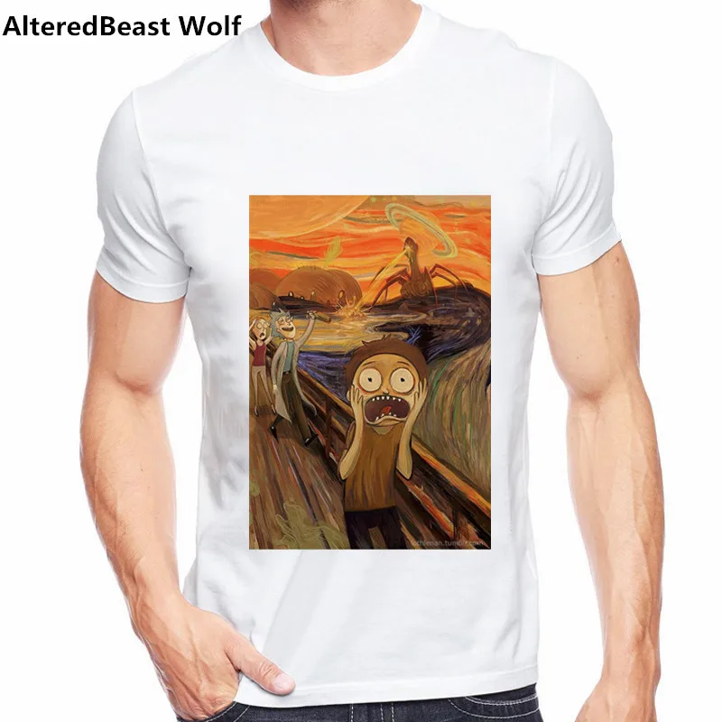

2017 Men T-shirt Anime Rick and morty the scream Print T Shirt O-Neck Short Sleeve Anime T Shirt Homme Rick Morty Tops & Tees