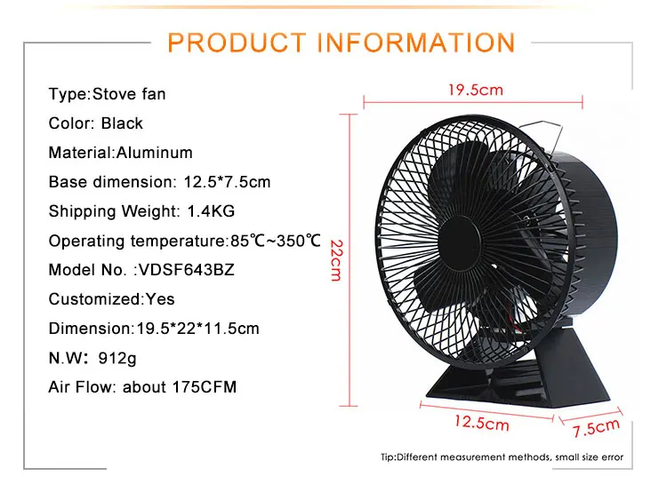 VODA дизайн вентилятор для камина 3 Лопасти тепловой мощности вентилятор печи около 175 CFM с защитной крышкой для большей безопасности и комфорта