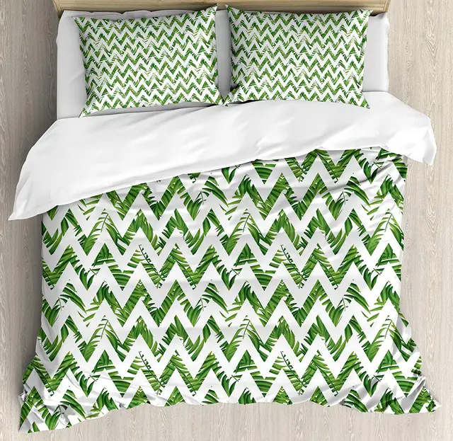 Palm Leaf Selimut Penutup Set Chevron Motif Garis Zigzag Dengan