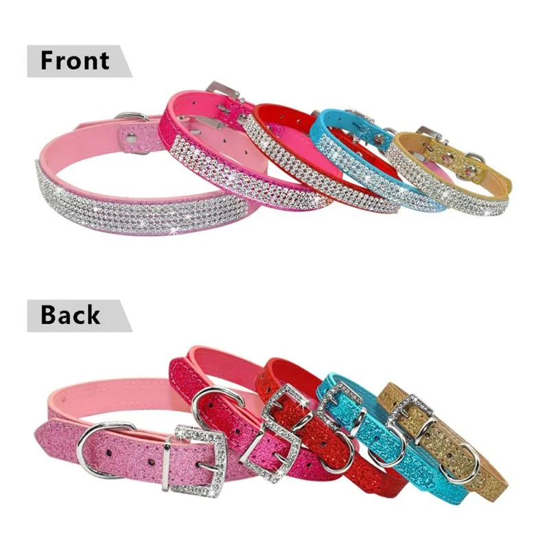 Cool Sharp PU Necklace Adjustable Cat Collar Cat Kitty Pet Lead Collar Pet Supplies Bling Rhinestone PU Leather Cat Dog Toys (3)
