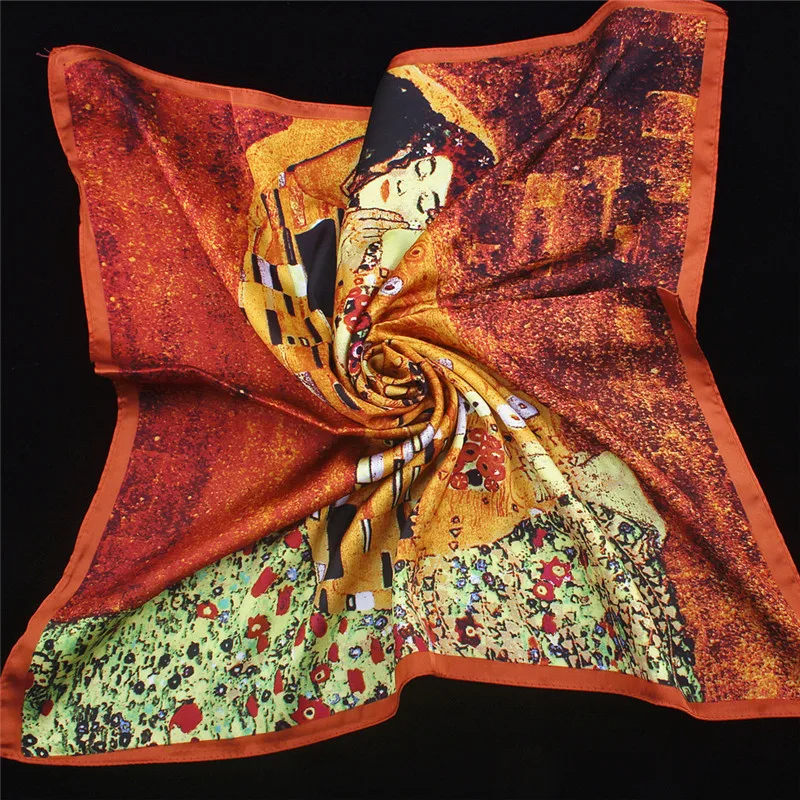 Van gogh Oil Painting Silk Scarf Bandanna Women Scarf Fashion Square Scarves Head Scarf Neck Tie Band Professional Neckerchief