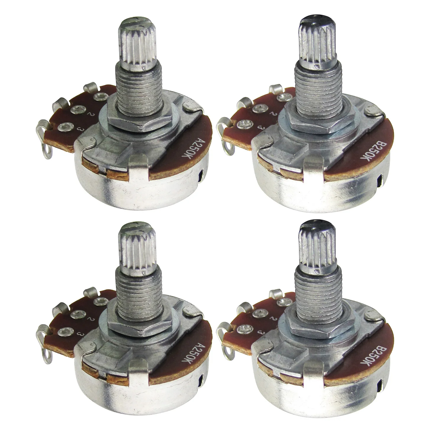 NEW 4PCS Big Size Potentiometer 250k Guitar Bass Potentiometer Long