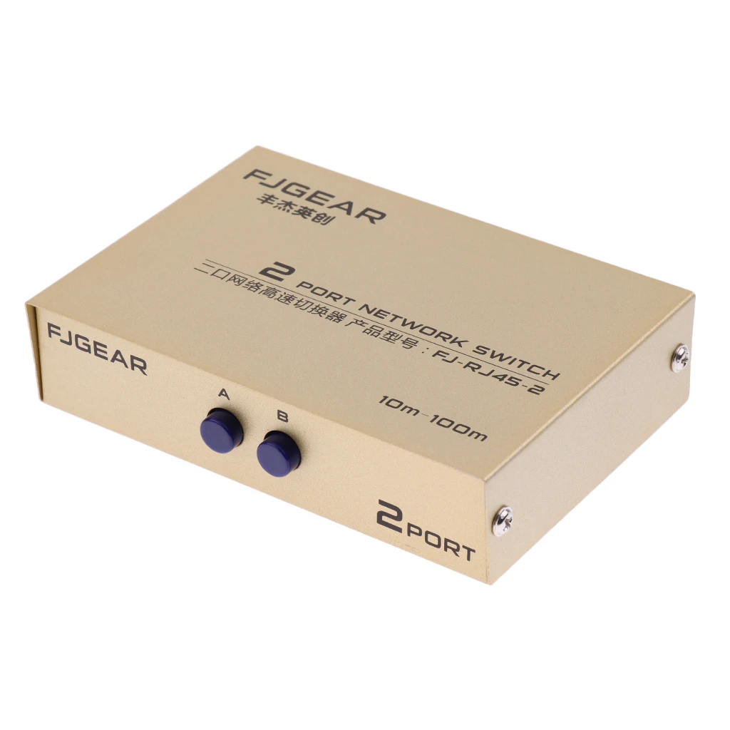 2Port AB Manual Network Sharing Switch Box 2In1/1In2 RJ45 Ethernet Switcher