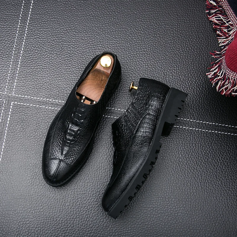designer snake skin leather men shoes italian luxury brand fish platform party male footwear wedding dress oxford shoes for men (2)