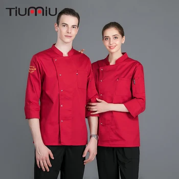 

Newest Long Sleeve Chef Shirt Top Restaurant Cooking Clothing Work Uniform Hot Pot Waiter Coat Barber Shop Overalls Chef Uniform
