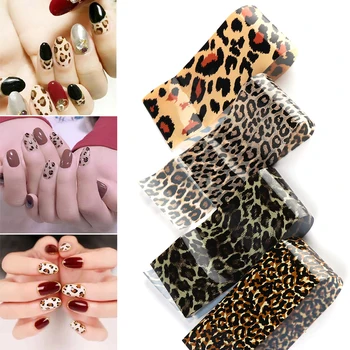 

4pcs Leopard Print Stickers On Nails Foils Starry Sky Wraps Transfer Decals Polishing Sliders Nails Accessories Wrap Tools Decor
