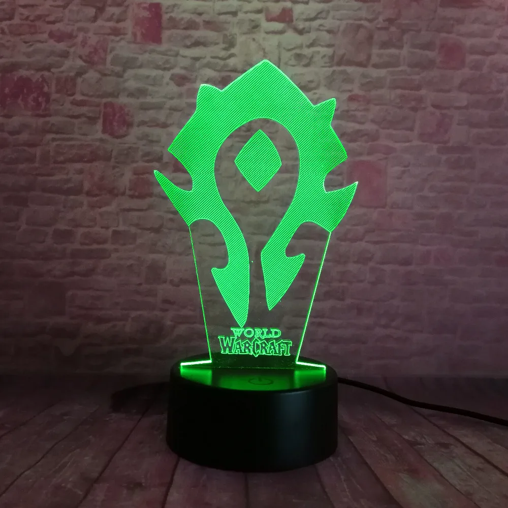  3D Illusion WOW World of Warcraft Tribal Signs 7 Color Desk Table Night Light Lamp Kiddie Kids Chil - 32800062197