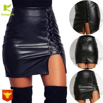 2020 Women's skirt explosive belt under the open fork Leather skirt high Wrap hip hip skirt bandage black plus size skirt QP031 1