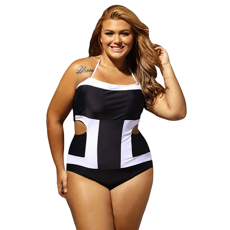 Patchwork One Piece Swimsuit Women Plus Size Swimwear Sexy Monokini Female Black White Push Up Large Size Bodysuit Bathing Suit plus-size-black-swimsuit : image Patchwork One Piece Swimsuit Women Plus Size Swimwear Sexy Monokini Female Black White Push Up Large Size Bodysuit Bathing Suit plus-size-black-swimsuit