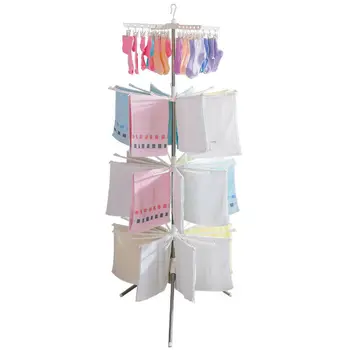 

Multifunctional 3-Layers Folding Balcony Towel Sock Drying Stand Rack with Hooks Underwear Laundry Tripod drying Rack DQ0973-7